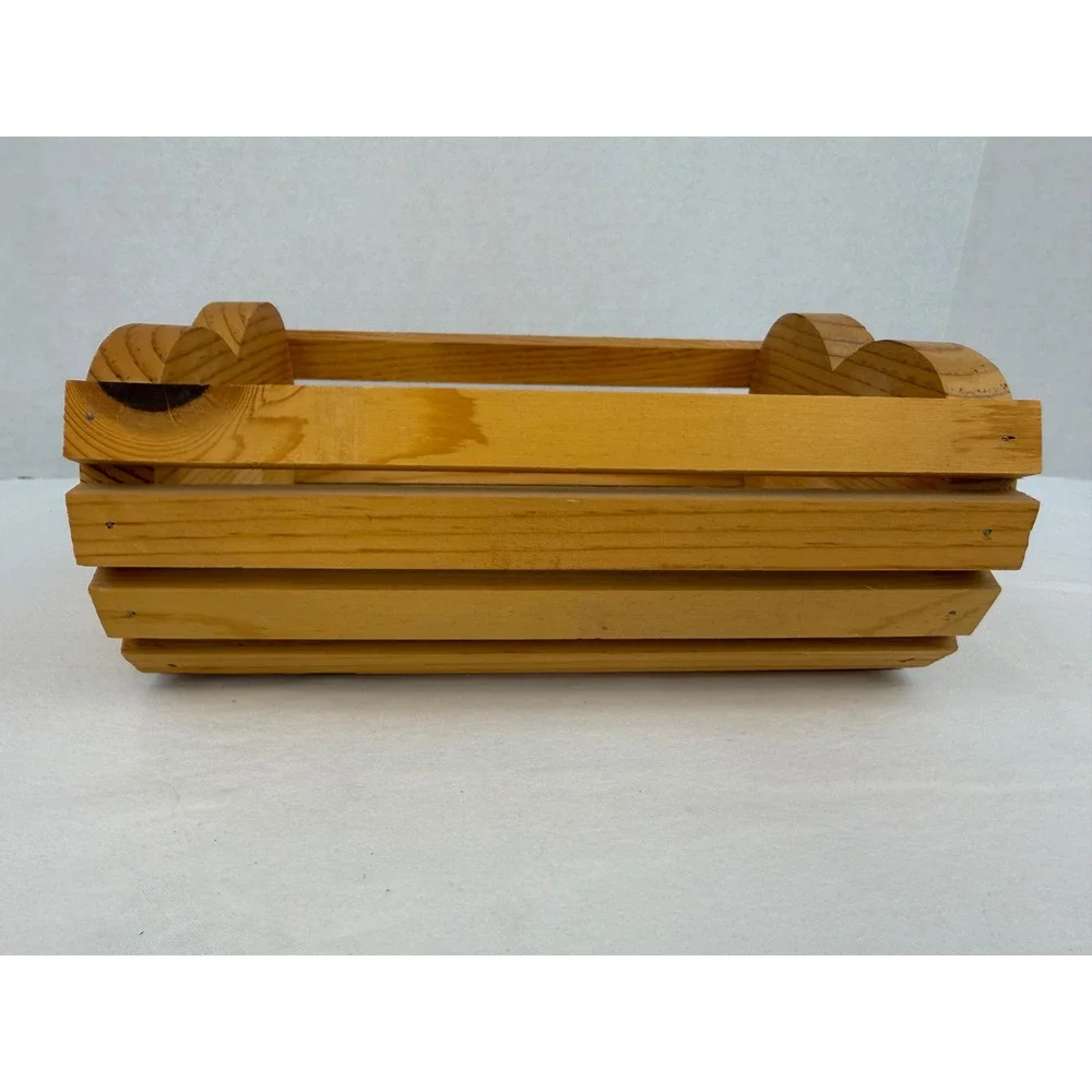Wooden Heart Shape Crate Basket Handmade Cottage Country‎ Style